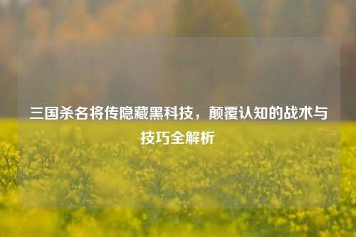 三国杀名将传隐藏黑科技，颠覆认知的战术与技巧全解析
