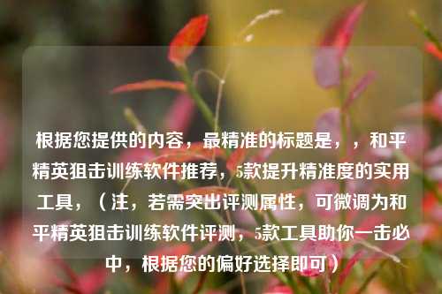 根据您提供的内容,最精准的标题是,,和平精英狙击训练软件推荐,5款提升精准度的实用工具,(注,若需突出评测属性,可微调为和平精英狙击训练软件评测,5款工具助你一击必中,根据您的偏好选择即可)