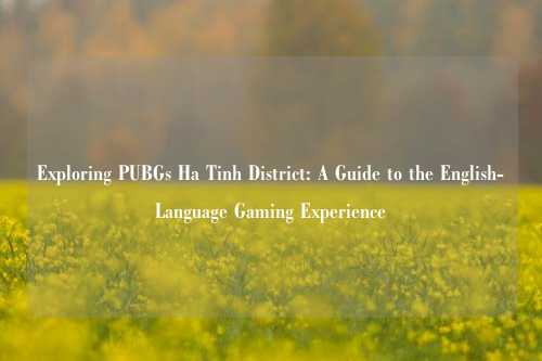 Exploring PUBGs Ha Tinh District: A Guide to the English-Language Gaming Experience