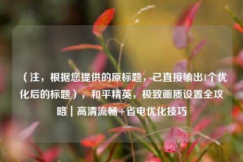 (注,根据您提供的原标题,已直接输出1个优化后的标题),和平精英,极致画质设置全攻略|高清流畅+省电优化技巧