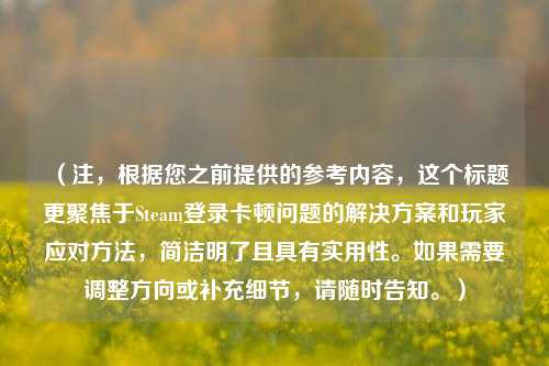 （注，根据您之前提供的参考内容，这个标题更聚焦于Steam登录卡顿问题的解决方案和玩家应对 *** ，简洁明了且具有实用性。如果需要调整方向或补充细节，请随时告知。）