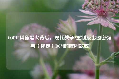 COD16抖音爆火背后,现代战争2重制版出圈密码与〈你走〉BGM的破圈效应