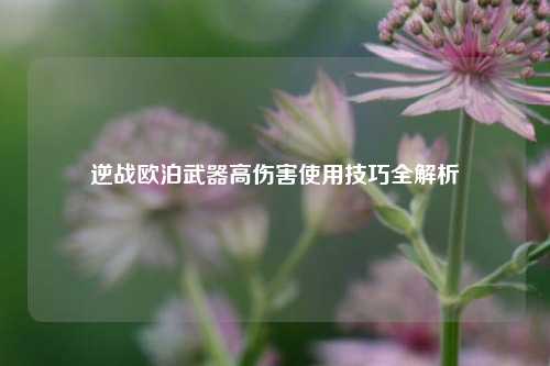 逆战欧泊武器高伤害使用技巧全解析
