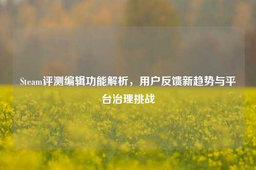 Steam评测编辑功能解析,用户反馈新趋势与平台治理挑战