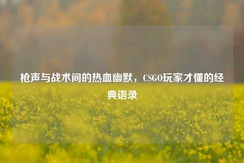 枪声与战术间的热血幽默,CSGO玩家才懂的经典语录
