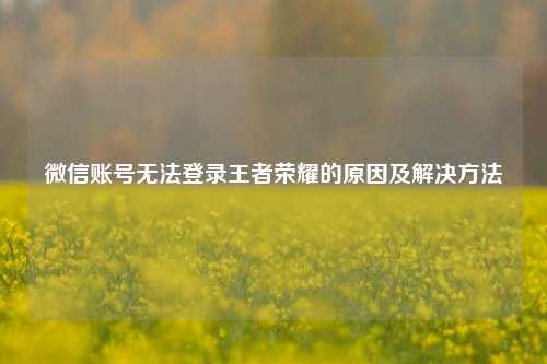 微信账号无法登录王者荣耀的原因及解决     