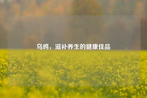乌鸡,滋补养生的健康佳品