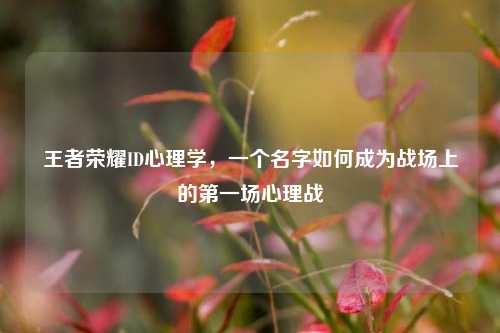 王者荣耀ID心理学,一个名字如何成为战场上的之一场心理战