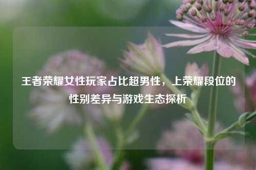 王者荣耀女性玩家占比超男性,上荣耀段位的性别差异与游戏生态探析