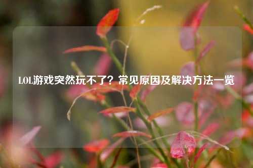 LOL游戏突然玩不了?常见原因及解决 一览