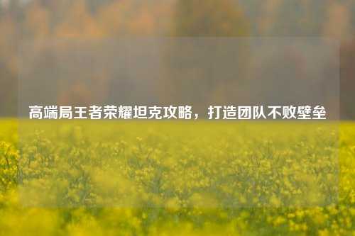 高端局王者荣耀坦克攻略,打造团队不败壁垒