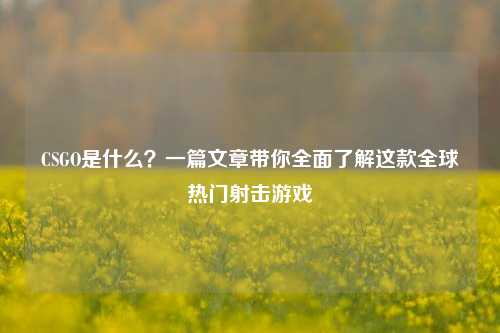 CSGO是什么?一篇文章带你全面了解这款全球热门射击游戏