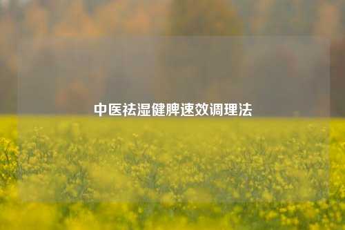 中医祛湿健脾速效调理法