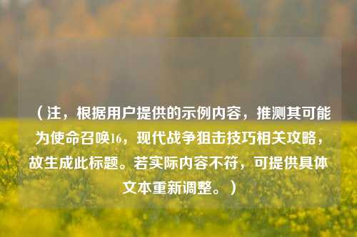 (注,根据用户提供的示例内容,推测其可能为使命召唤16,现代战争狙击技巧相关攻略,故生成此标题。若实际内容不符,可提供具体文本重新调整。)