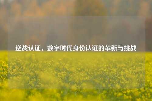 逆战认证,数字时代身份认证的革新与挑战