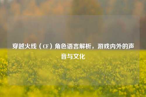 穿越火线(CF)角色语言解析,游戏内外的声音与文化