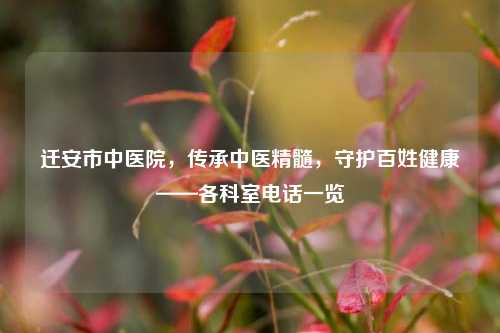 迁安市中医院,传承中医精髓,守护百姓健康——各科室 一览