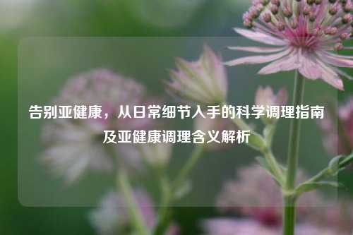 告别亚健康,从日常细节入手的科学调理指南及亚健康调理含义解析