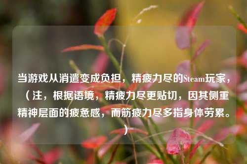 当游戏从消遣变成负担,精疲力尽的Steam玩家,(注,根据语境,精疲力尽更贴切,因其侧重精神层面的疲惫感,而筋疲力尽多指身体劳累。)