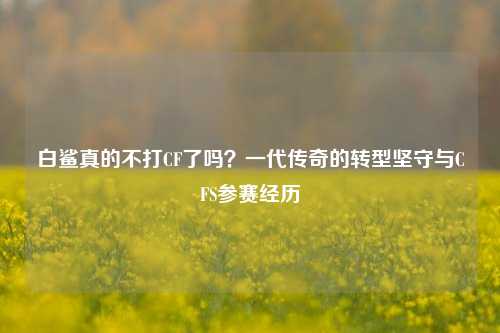 白鲨真的不打CF了吗?一代传奇的转型坚守与CFS参赛经历