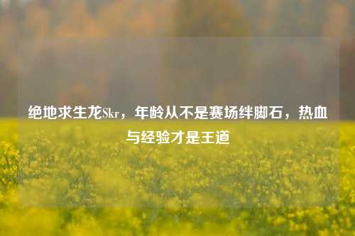 绝地求生龙Skr,年龄从不是赛场绊脚石,热血与经验才是王道