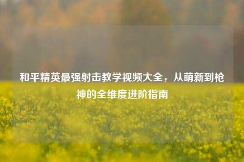 和平精英最强射击教学视频大全,从萌新到枪神的全维度进阶指南