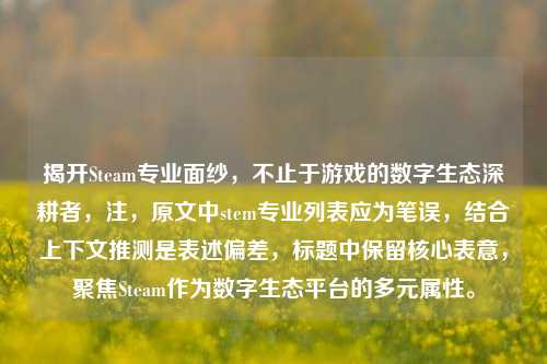 揭开Steam专业面纱,不止于游戏的数字生态深耕者,注,原文中stem专业列表应为笔误,结合上下文推测是表述偏差,标题中保留核心表意,聚焦Steam作为数字生态平台的多元属性。