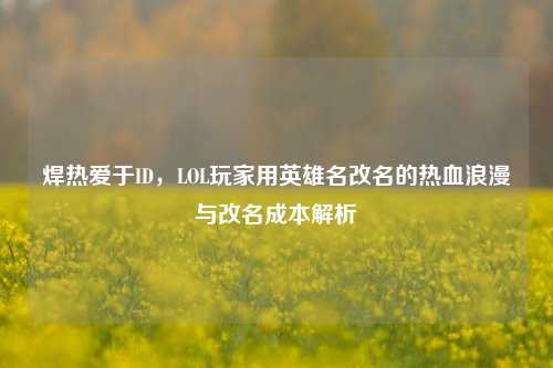 焊热爱于ID,LOL玩家用英雄名改名的热血浪漫与改名成本解析