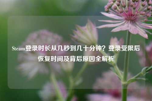 Steam登录时长从几秒到几十分钟?登录受限后恢复时间及背后原因全解析