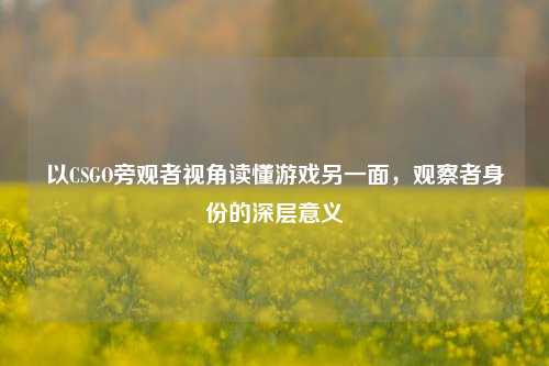 以CSGO旁观者视角读懂游戏另一面,观察者身份的深层意义