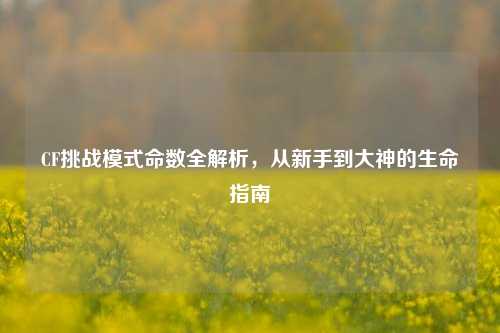 CF挑战模式命数全解析,从新手到大神的生命指南