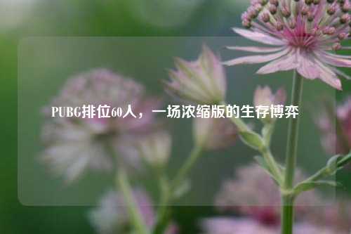 PUBG排位60人,一场浓缩版的生存博弈