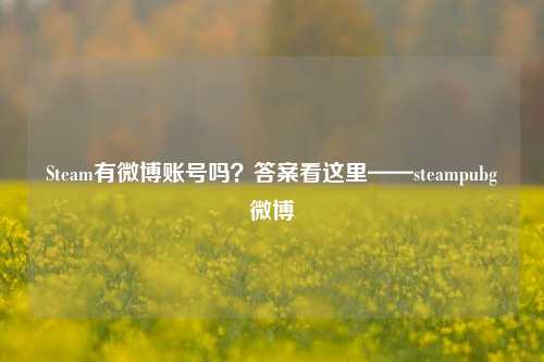 Steam有微博账号吗?答案看这里——steampubg微博