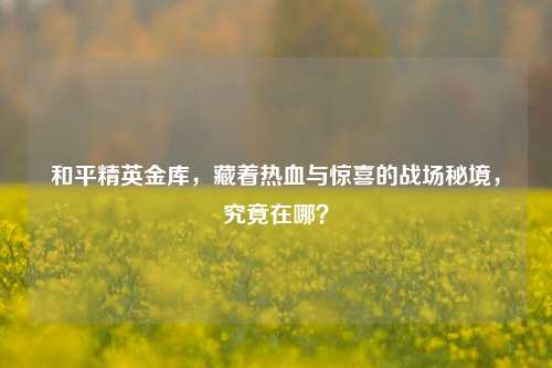 和平精英金库,藏着热血与惊喜的战场秘境,究竟在哪?