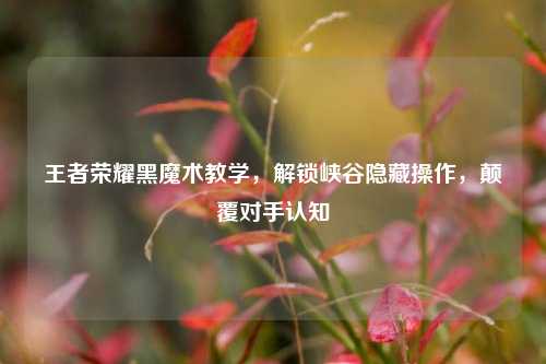 王者荣耀黑魔术教学,解锁峡谷隐藏操作,颠覆对手认知
