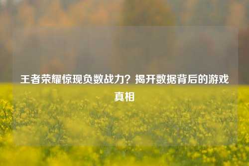 王者荣耀惊现负数战力?揭开数据背后的游戏真相