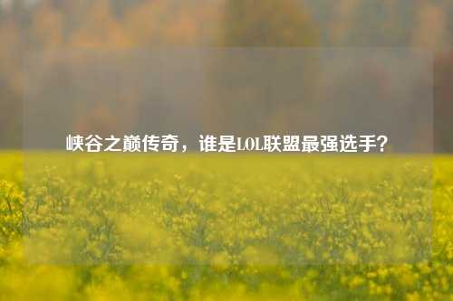 峡谷之巅传奇,谁是LOL联盟最强选手?