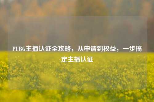 PUBG主播认证全攻略,从申请到权益,一步搞定主播认证