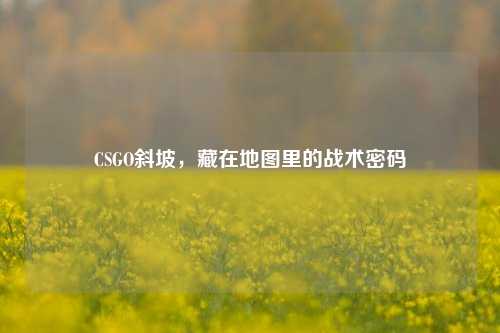 CSGO斜坡,藏在地图里的战术密码