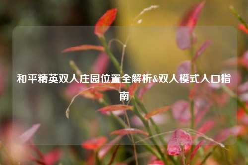 和平精英双人庄园位置全解析&双人模式入口指南
