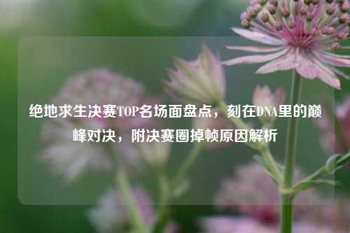 绝地求生决赛TOP名场面盘点,刻在DNA里的巅峰对决,附决赛圈掉帧原因解析