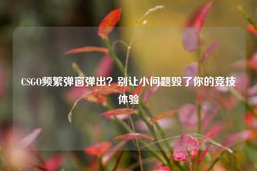 CSGO频繁弹窗弹出?别让小问题毁了你的竞技体验