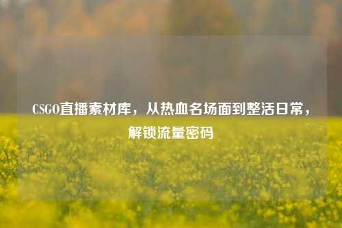 CSGO直播素材库,从热血名场面到整活日常,解锁流量密码