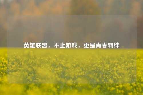 英雄联盟,不止游戏,更是青春羁绊