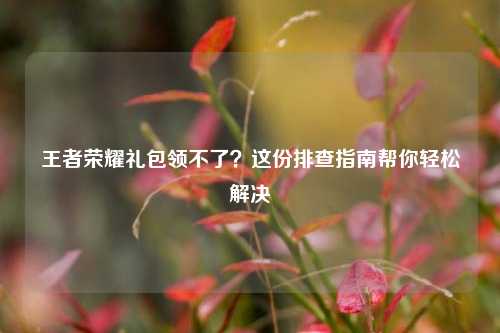 王者荣耀礼包领不了?这份排查指南帮你轻松解决