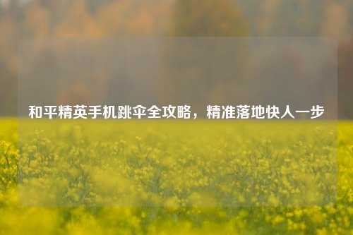 和平精英手机跳伞全攻略,精准落地快人一步