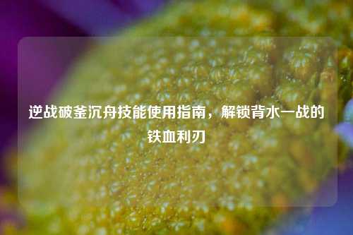 逆战破釜沉舟技能使用指南,解锁背水一战的铁血利刃