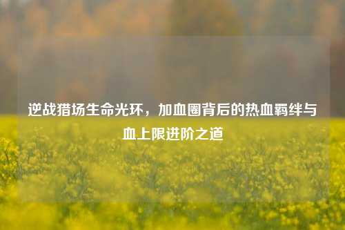 逆战猎场生命光环,加血圈背后的热血羁绊与血上限进阶之道