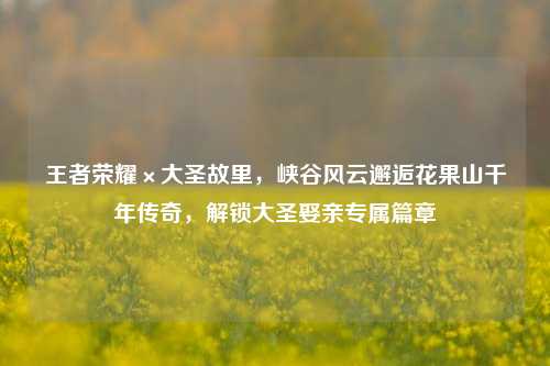 王者荣耀×大圣故里,峡谷风云邂逅花果山千年传奇,解锁大圣娶亲专属篇章