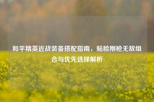和平精英近战装备搭配指南,贴脸刚枪无敌组合与优先选择解析